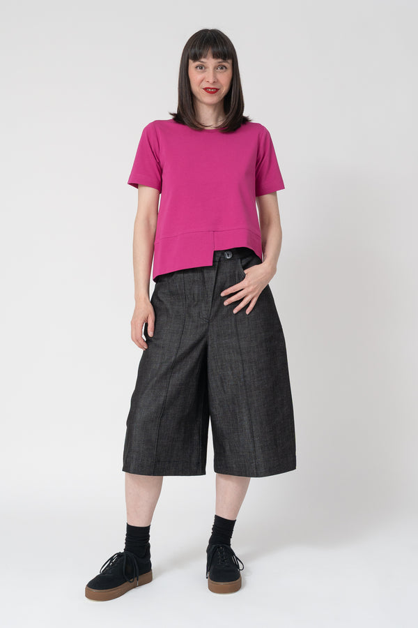 Camiseta bajo asimetrico Lucia Fucsia