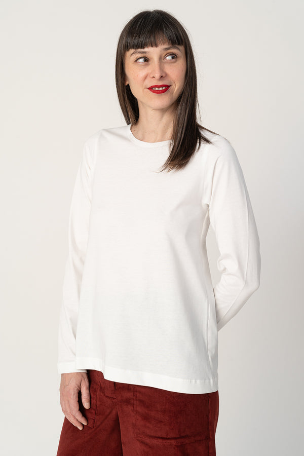 Camiseta basica evase manga larga blanca
