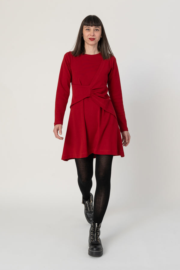 Vestido corto drapeado rojo