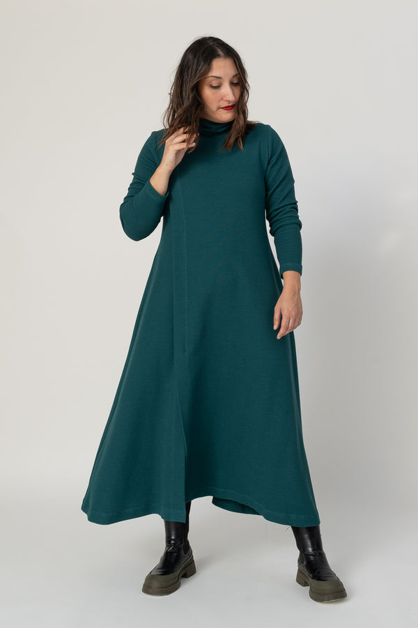 Vestido pestaña lateral esmeralda