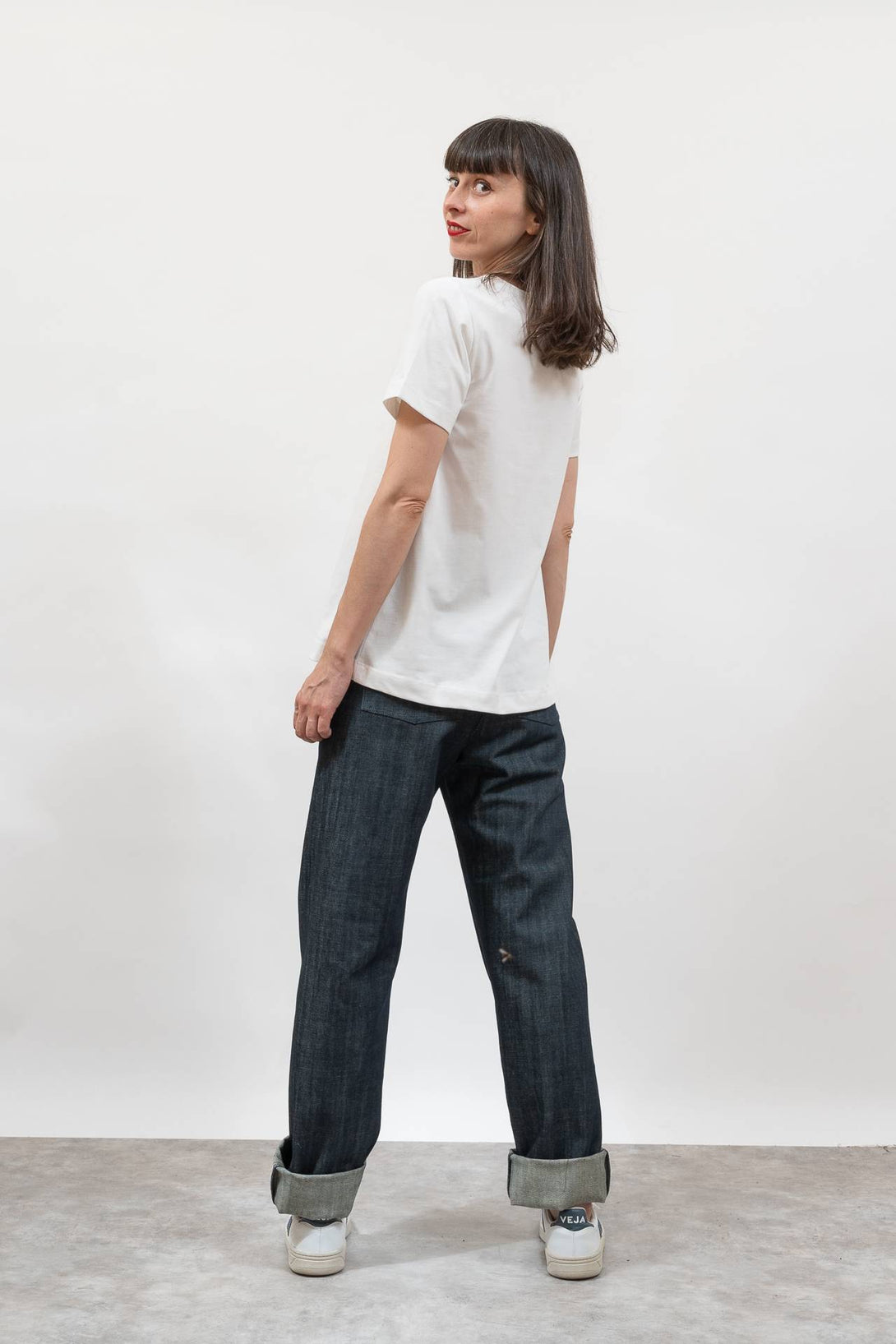 Camiseta básica evasé blanco-Elisa Muresan