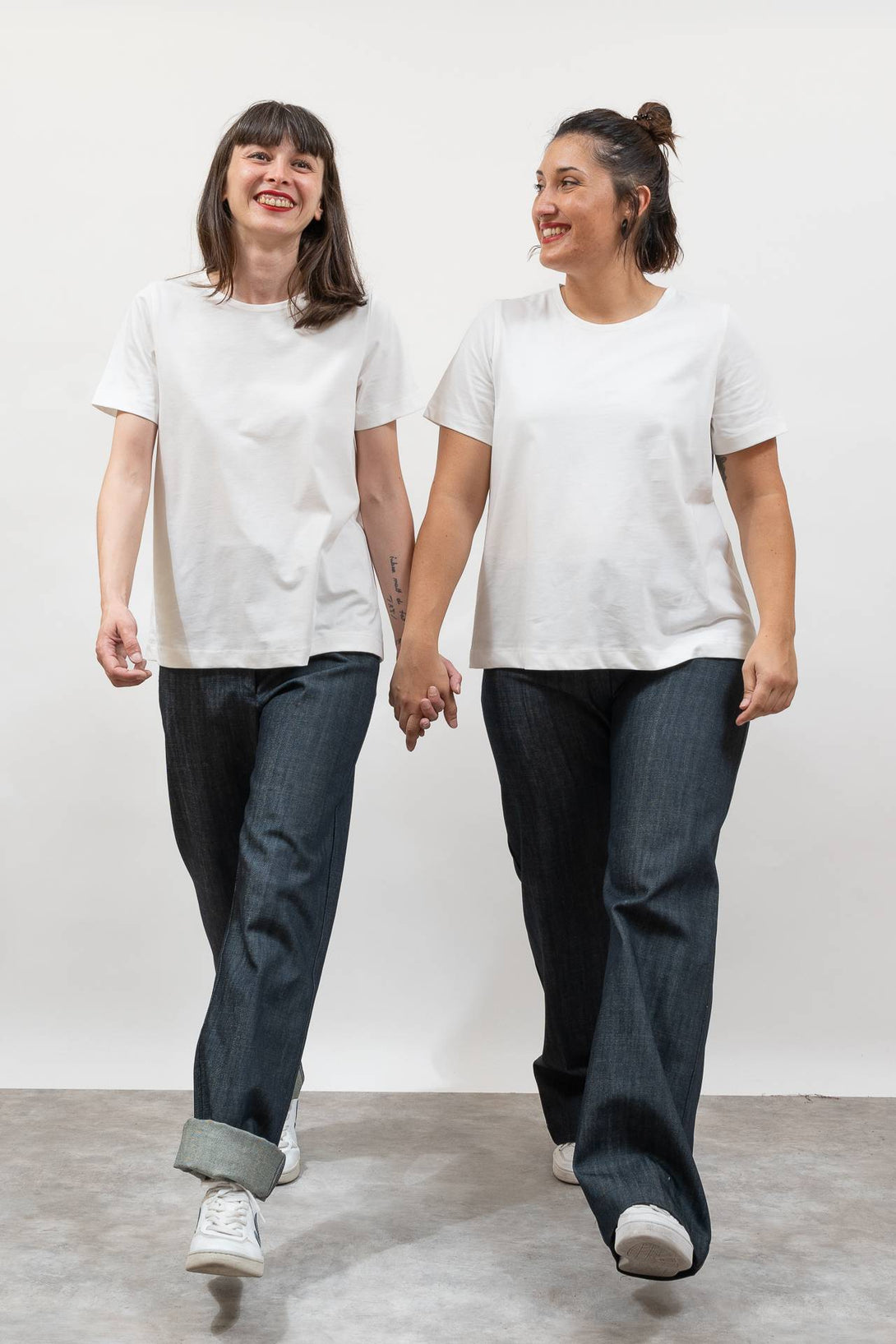 Camiseta básica evasé blanco-Elisa Muresan