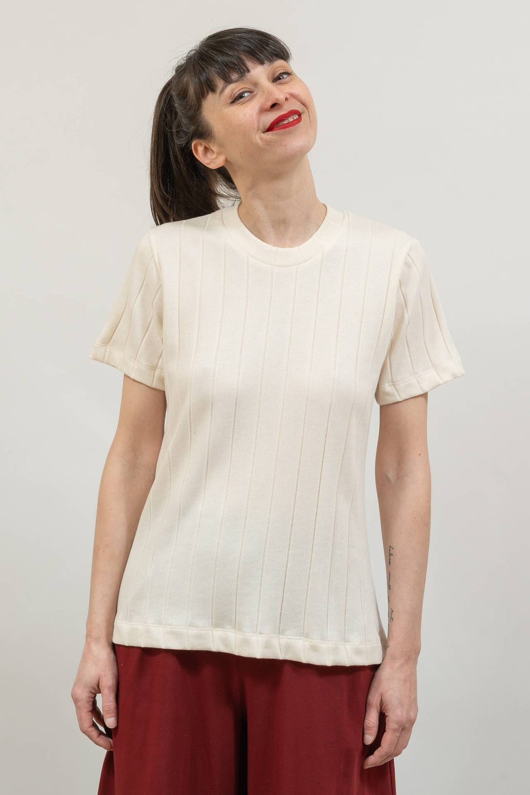 Camiseta canalé manga corta-Elisa Muresan