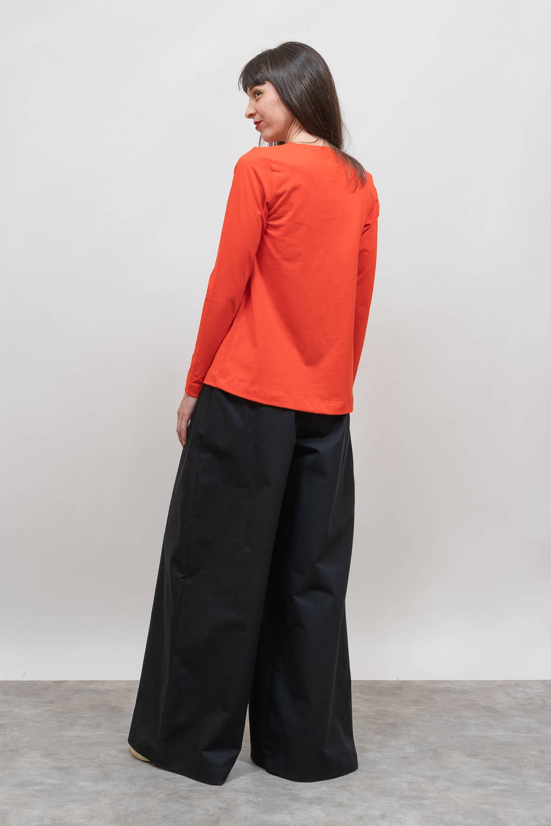 Camiseta evasé manga larga naranja-Elisa Muresan