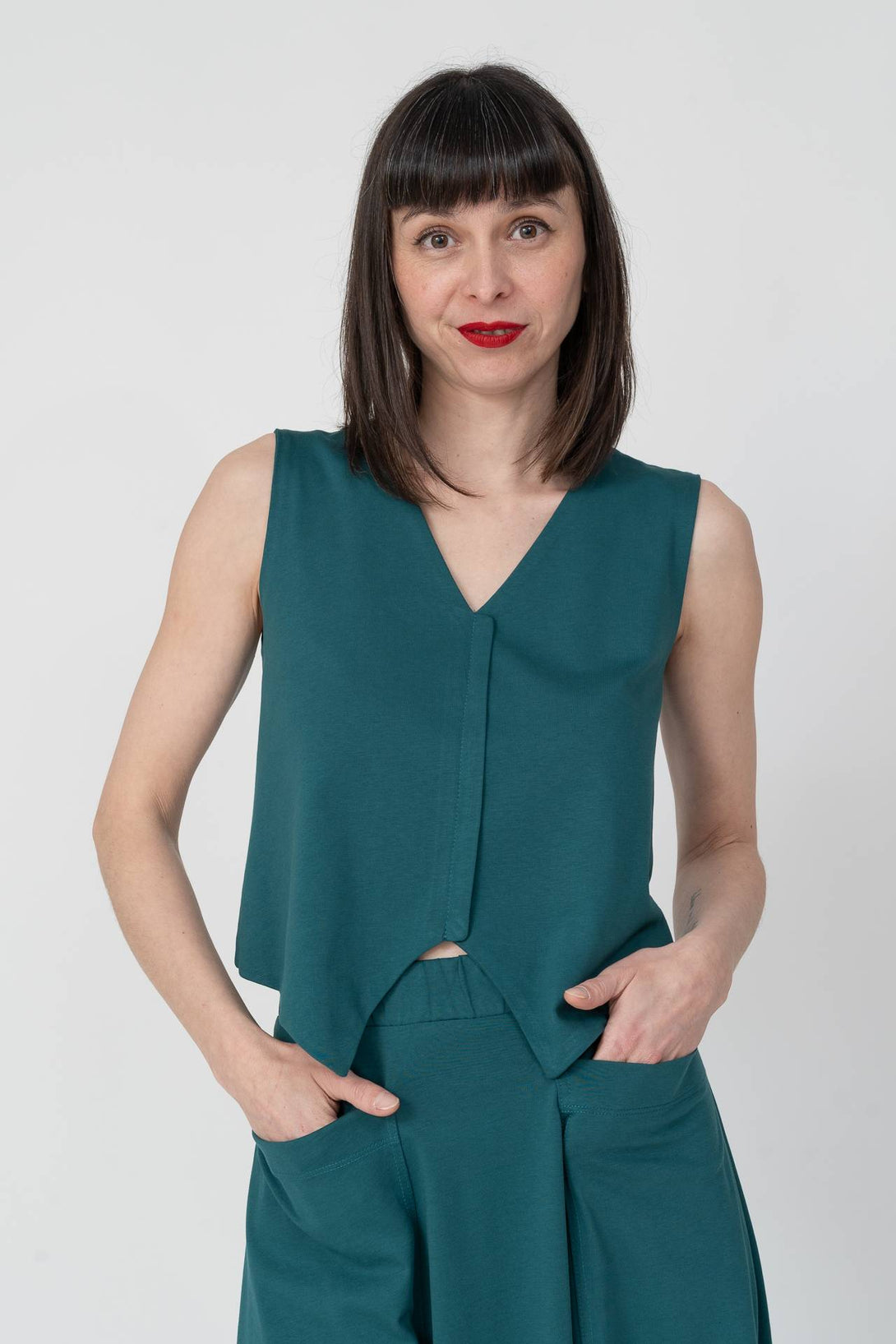 Chaleco reversible esmeralda-Elisa Muresan