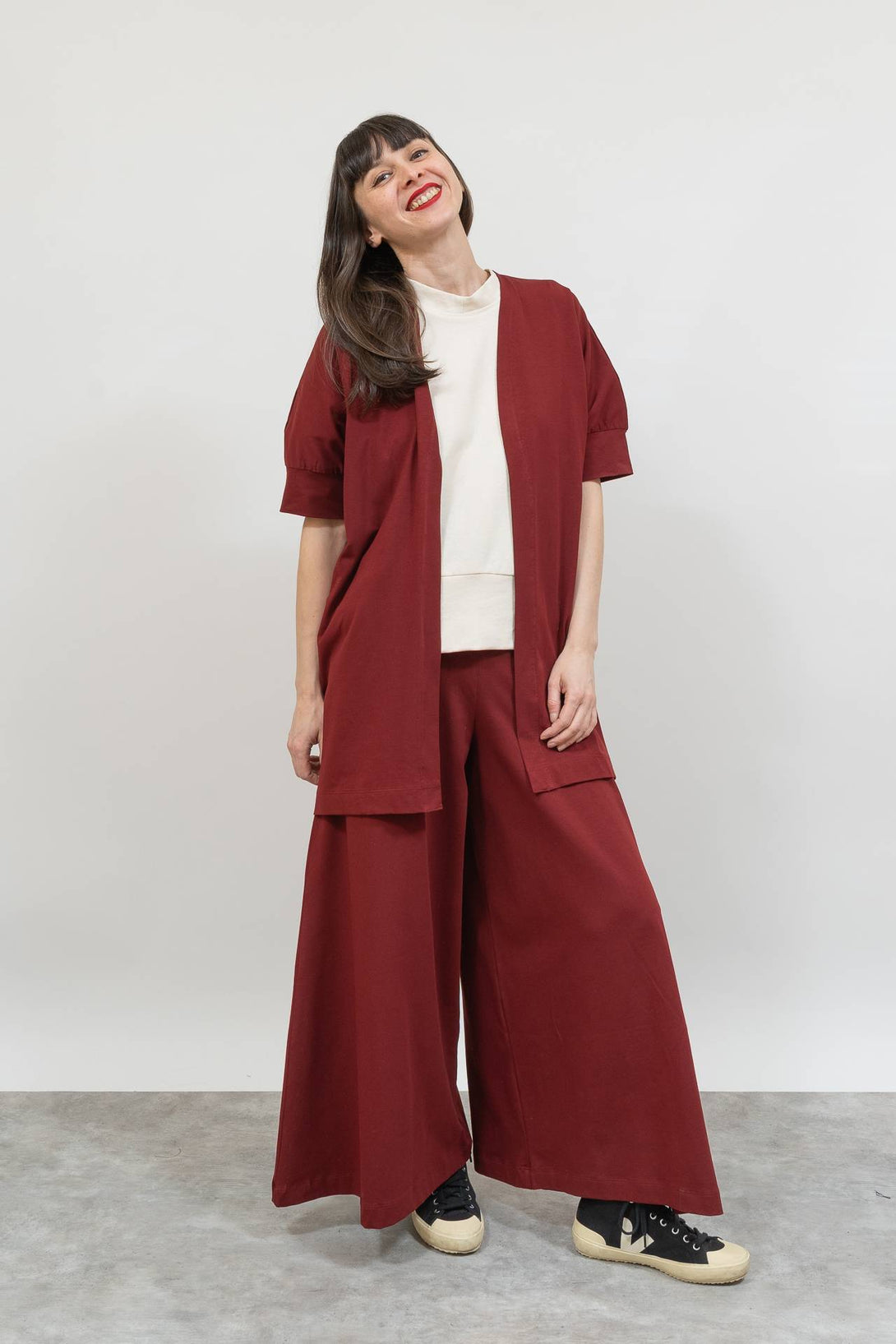 Chaqueta over manga corta roja-Elisa Muresan