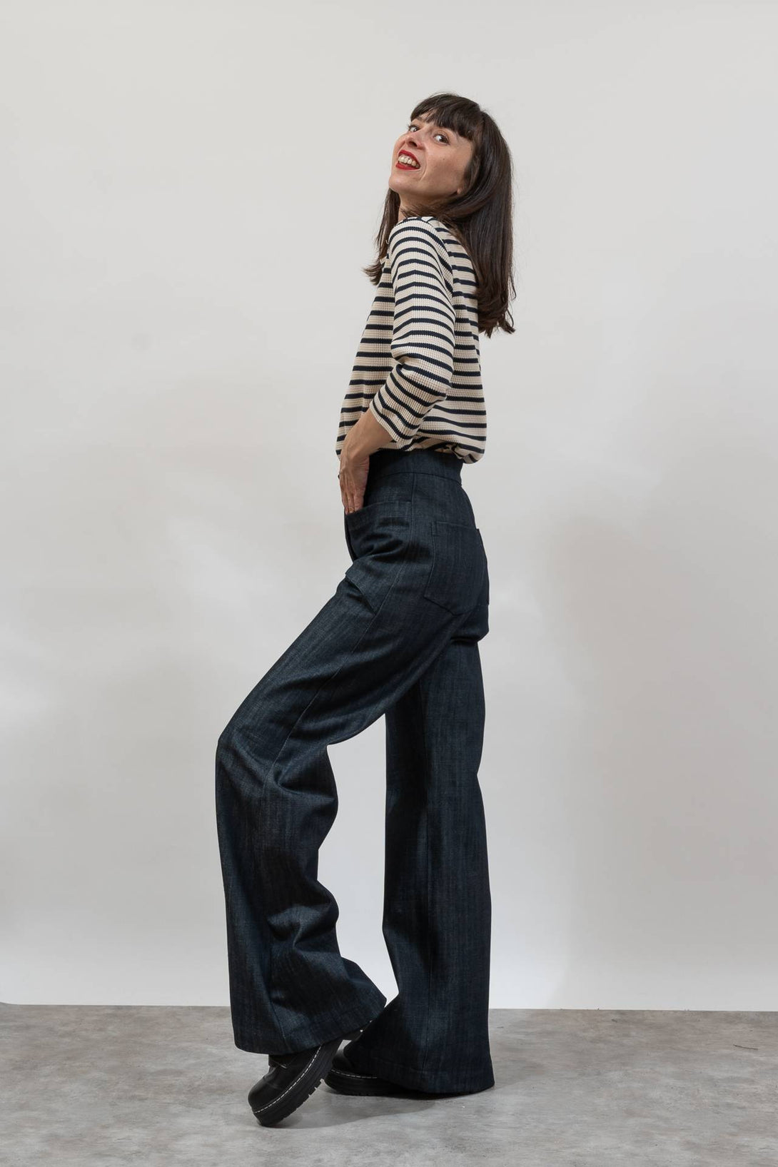 Denim bolsillo diagonal-Elisa Muresan