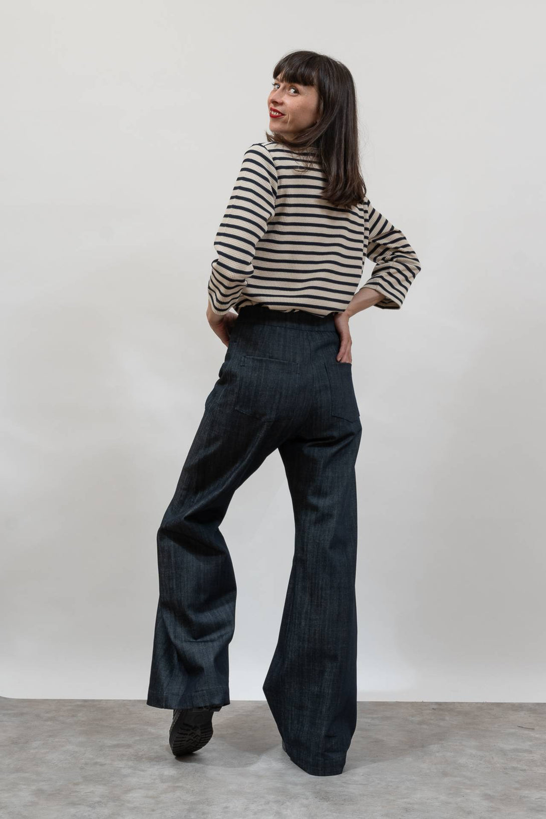 Denim bolsillo diagonal-Elisa Muresan