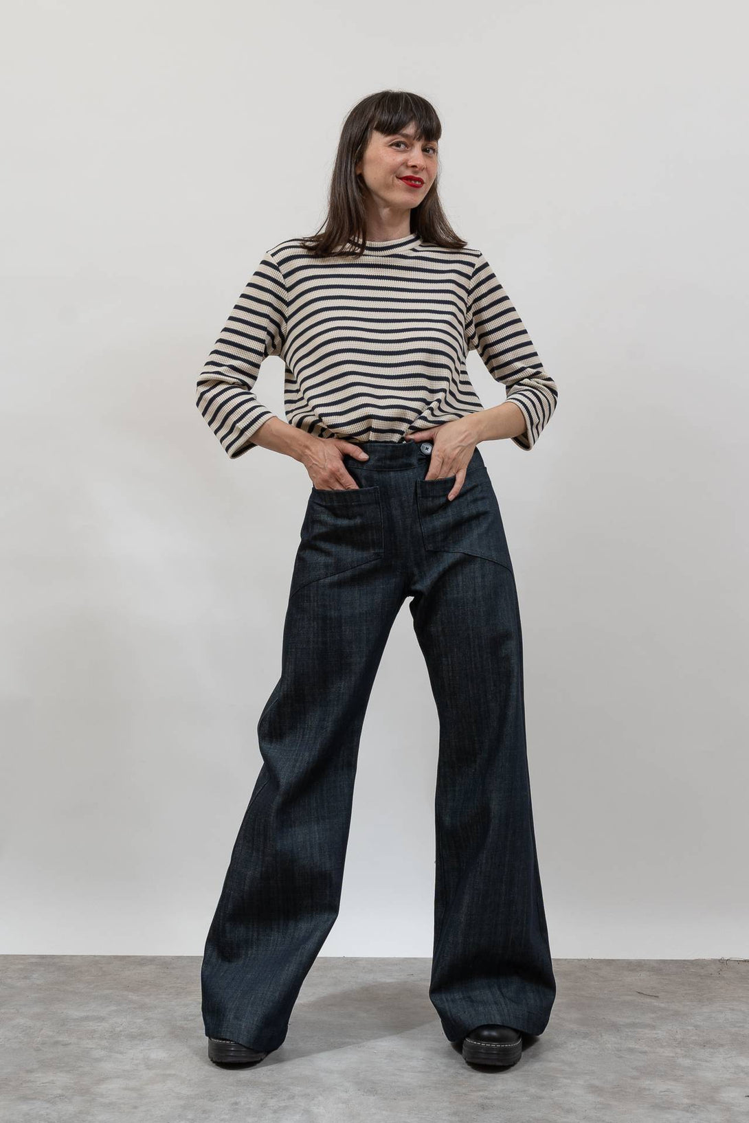 Denim bolsillo diagonal-Elisa Muresan