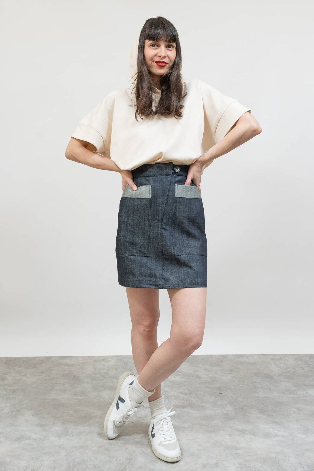 Falda corta denim-Elisa Muresan