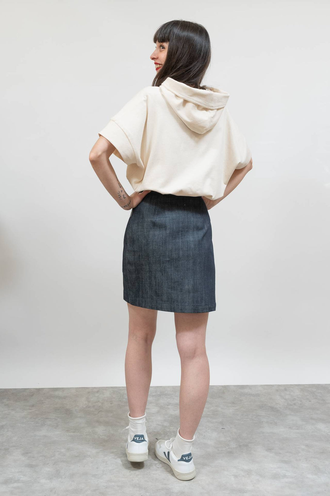 Falda corta denim-Elisa Muresan