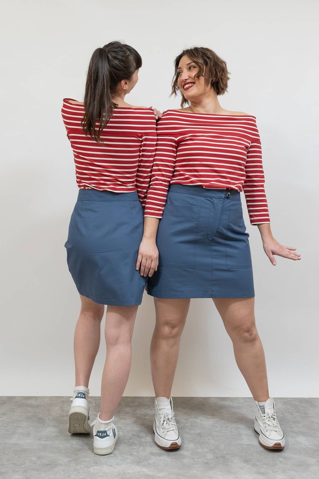 Falda corta sarga azul-Elisa Muresan