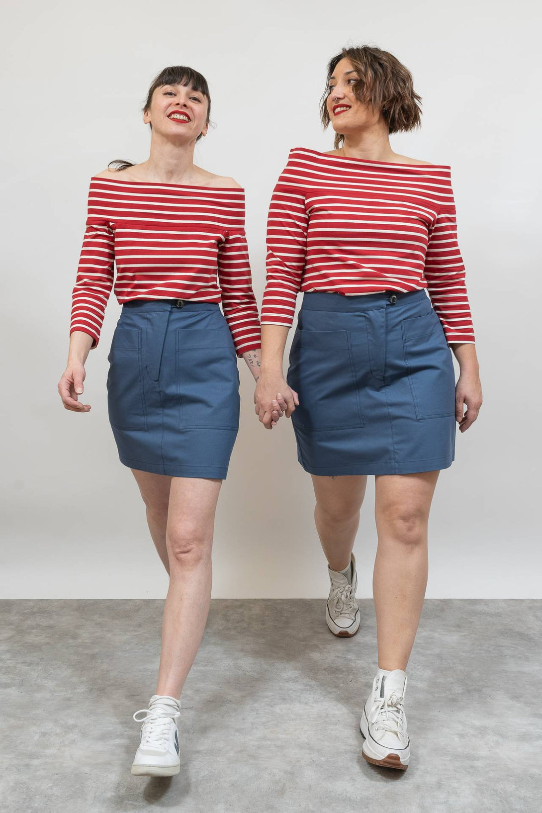 Falda corta sarga azul-Elisa Muresan