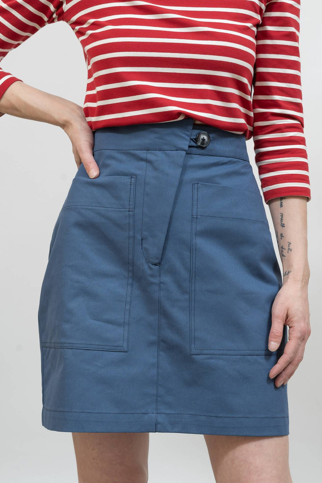 Falda corta sarga azul-Elisa Muresan