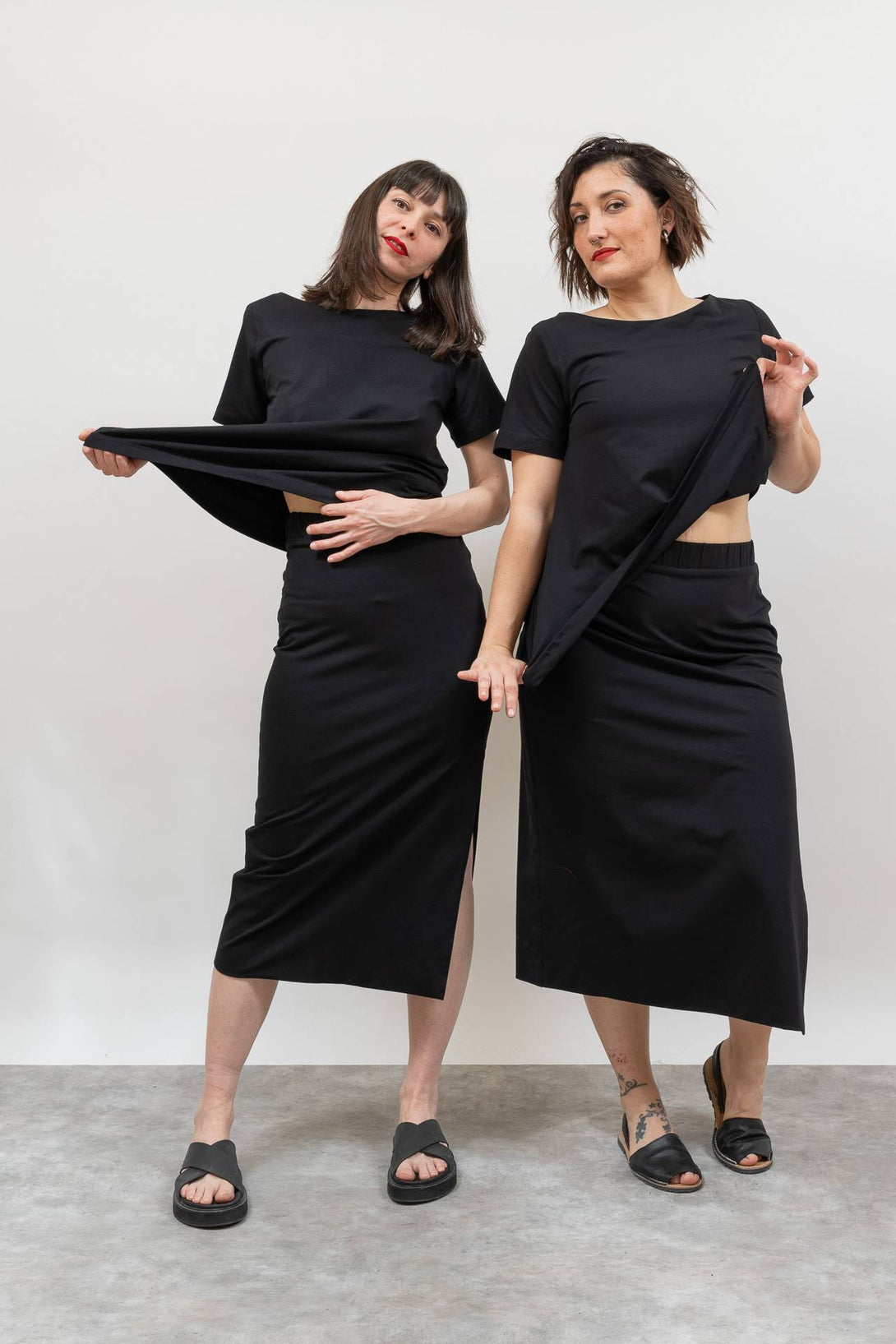 Falda midi abertura negro-Elisa Muresan