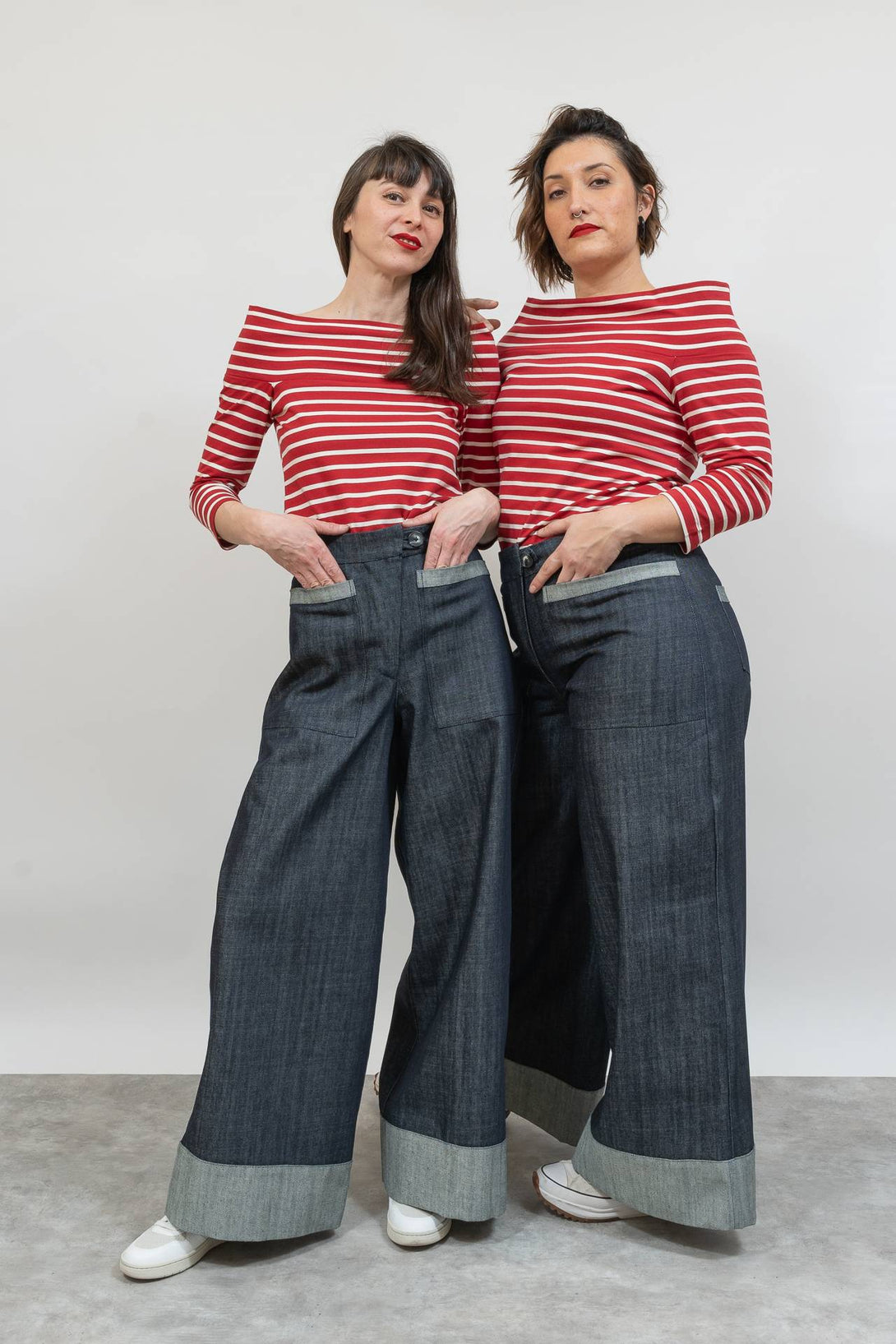 Falda pantalón bajo vuelto denim-Elisa Muresan