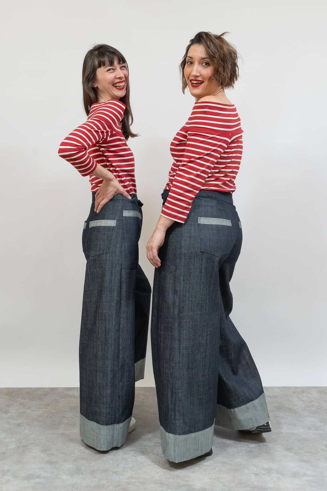 Falda pantalón bajo vuelto denim-Elisa Muresan