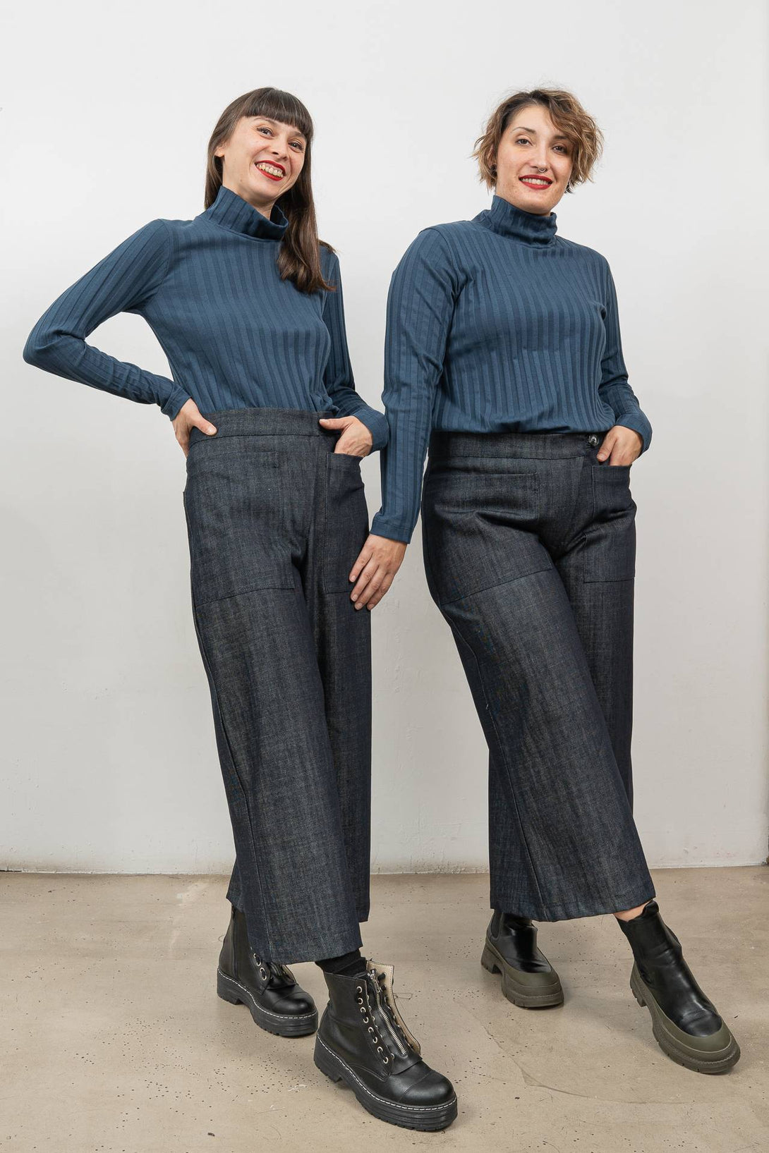 Falda pantalón denim midi-Elisa Muresan