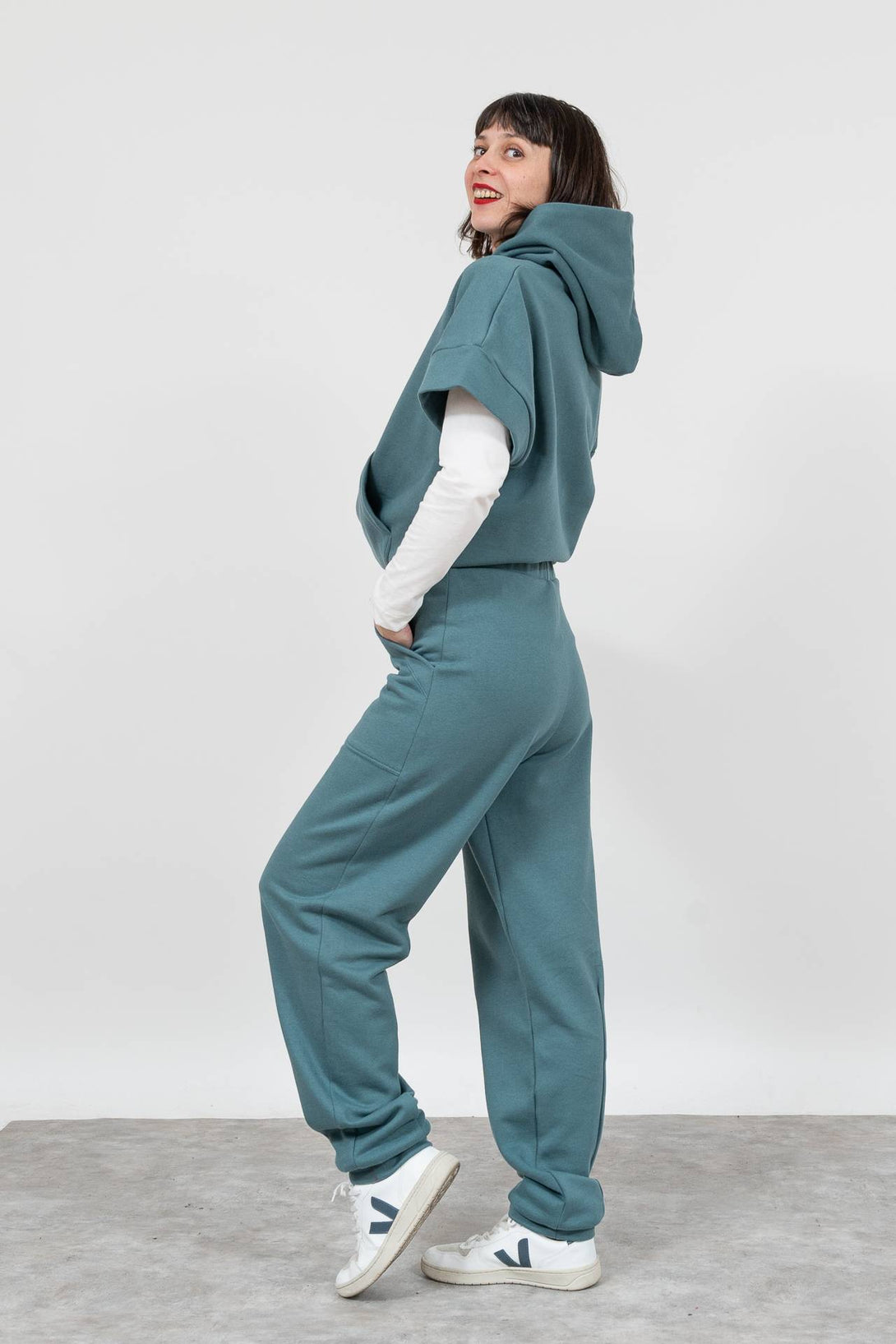 Pantalón pinza verde-Elisa Muresan
