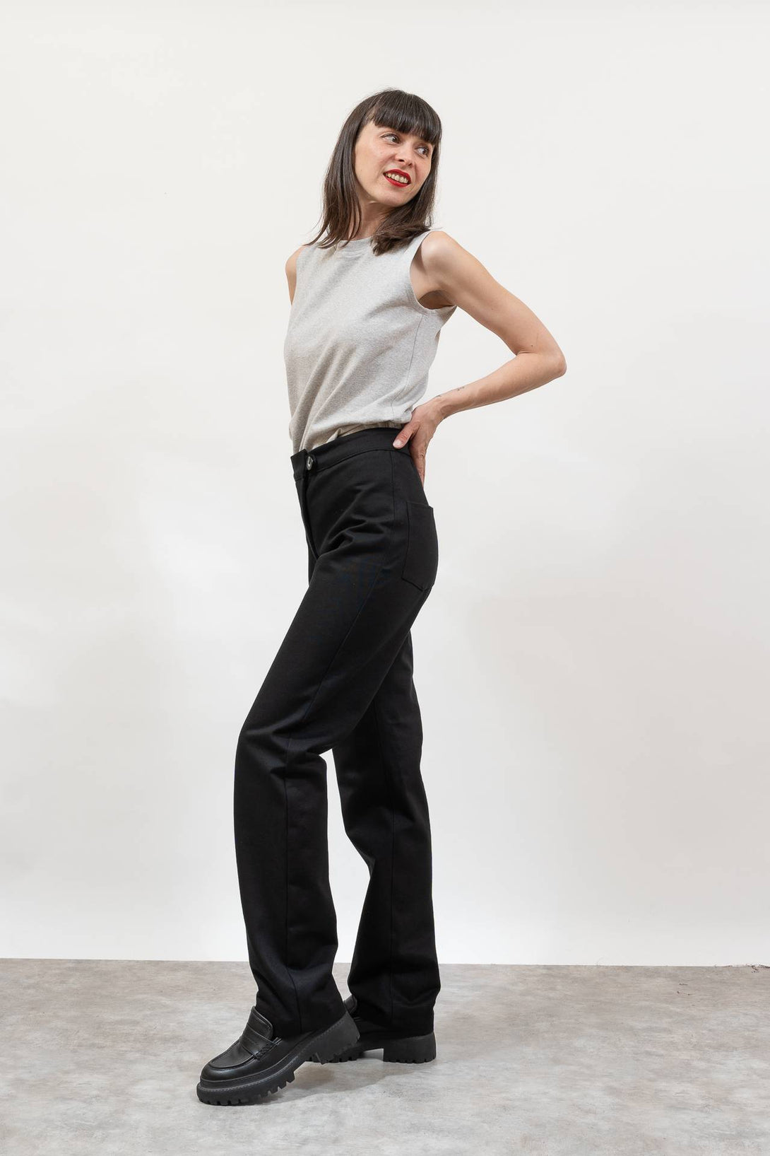 Pantalón recto negro Pitu-Elisa Muresan