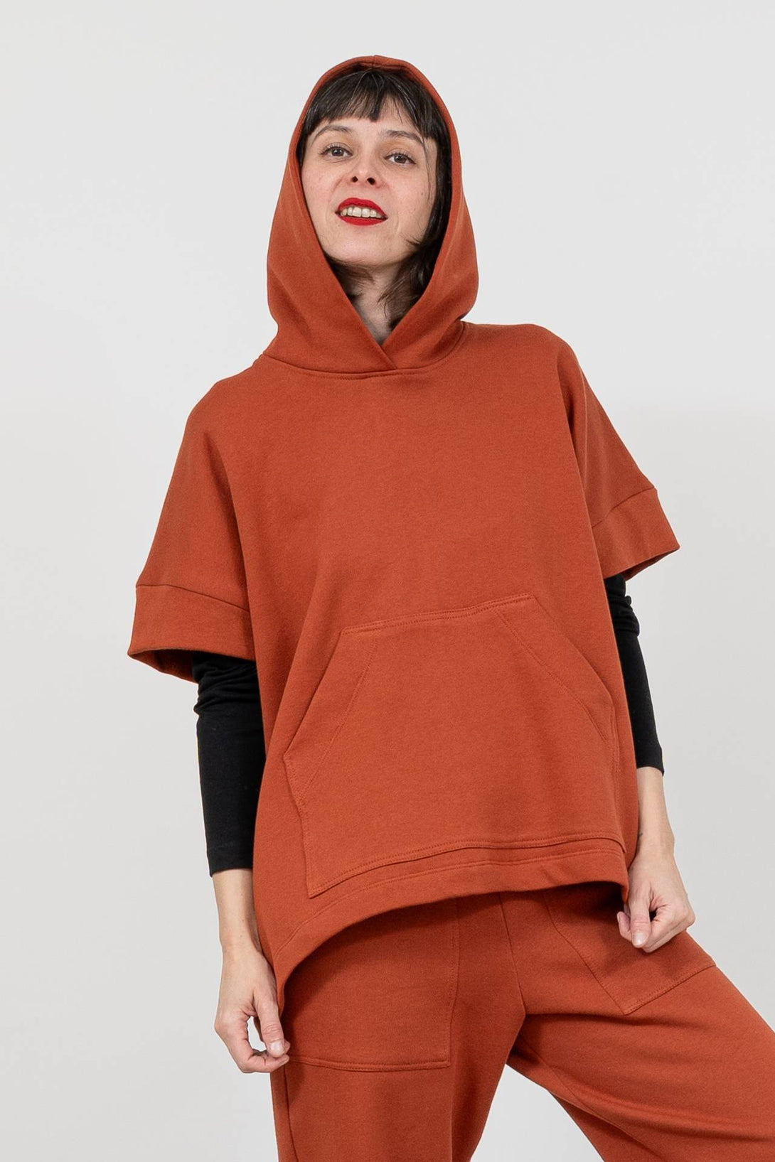 Sudadera peluche capucha henna-Elisa Muresan