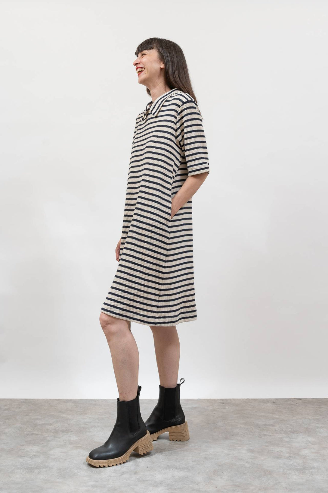 Vestido camisero de rayas-Elisa Muresan