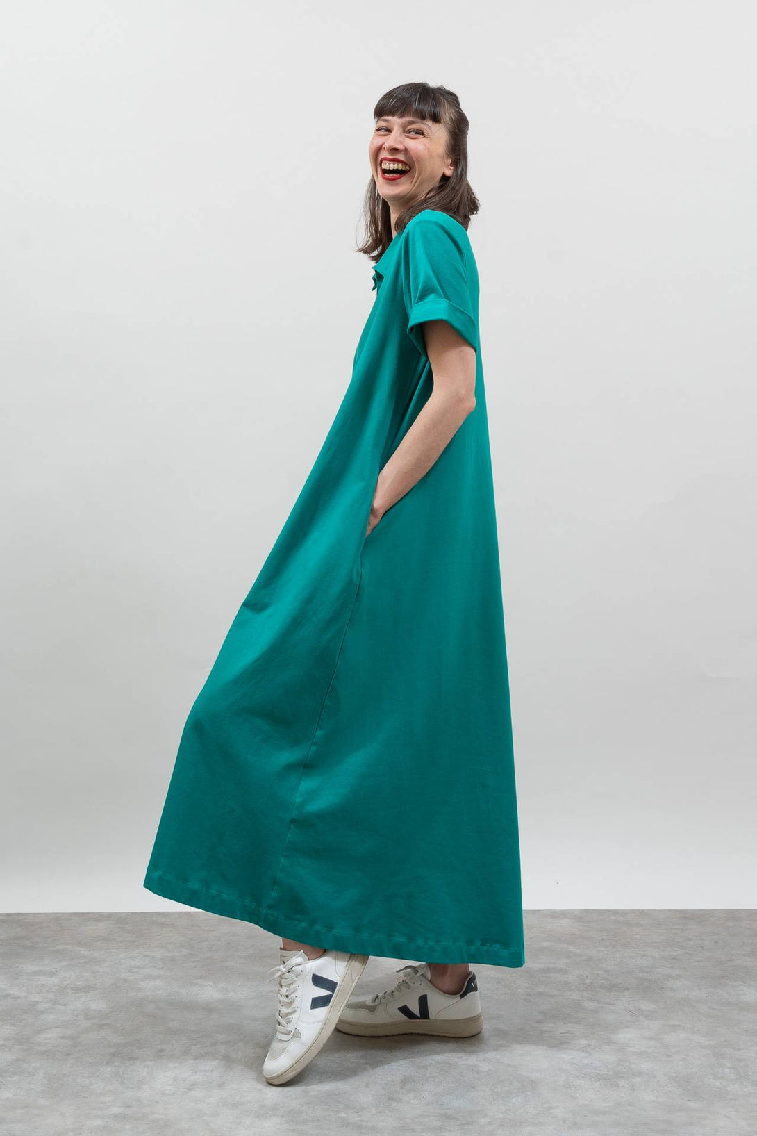 Vestido camisero verde-Elisa Muresan