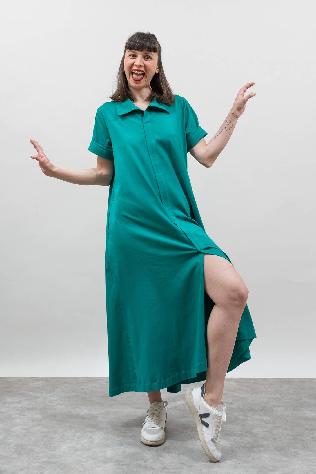 Vestido camisero verde-Elisa Muresan