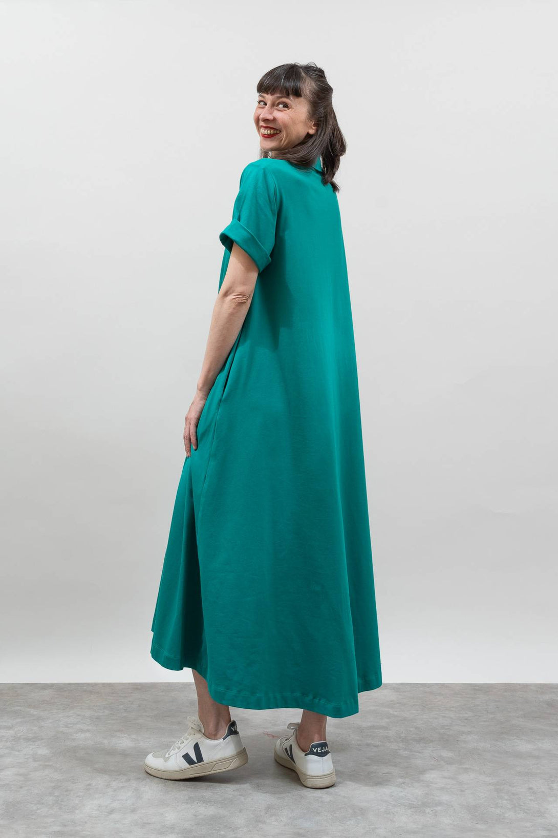 Vestido camisero verde-Elisa Muresan