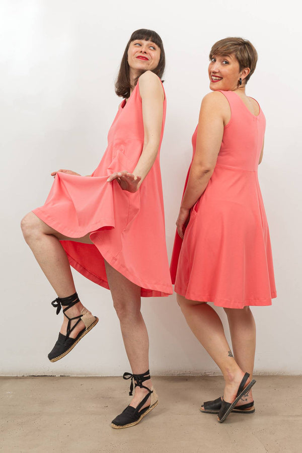 Vestido corto rosa maxi bolsillo-Elisa Muresan