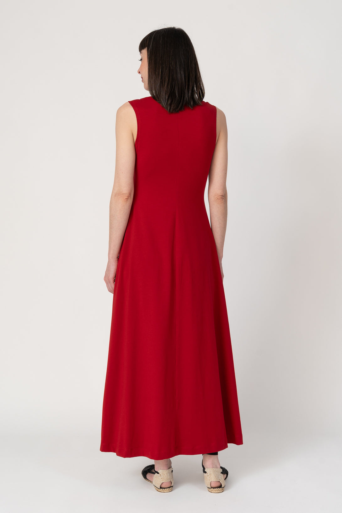 Vestido drapeado rojo chili-Elisa Muresan