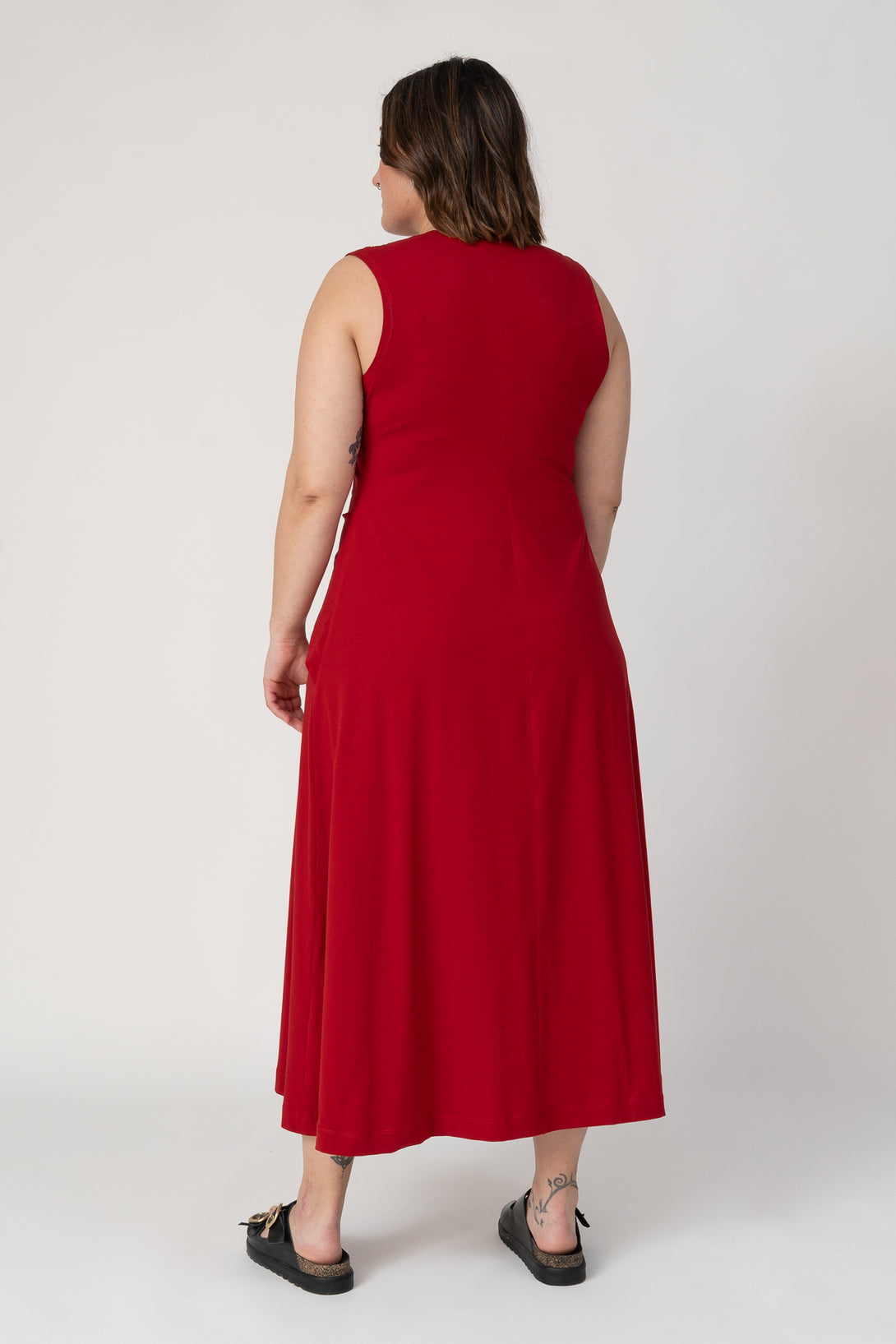 Vestido drapeado rojo chili-Elisa Muresan