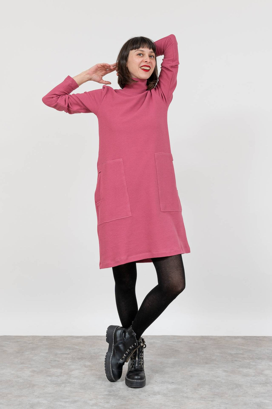 Vestido evasé malva-Elisa Muresan