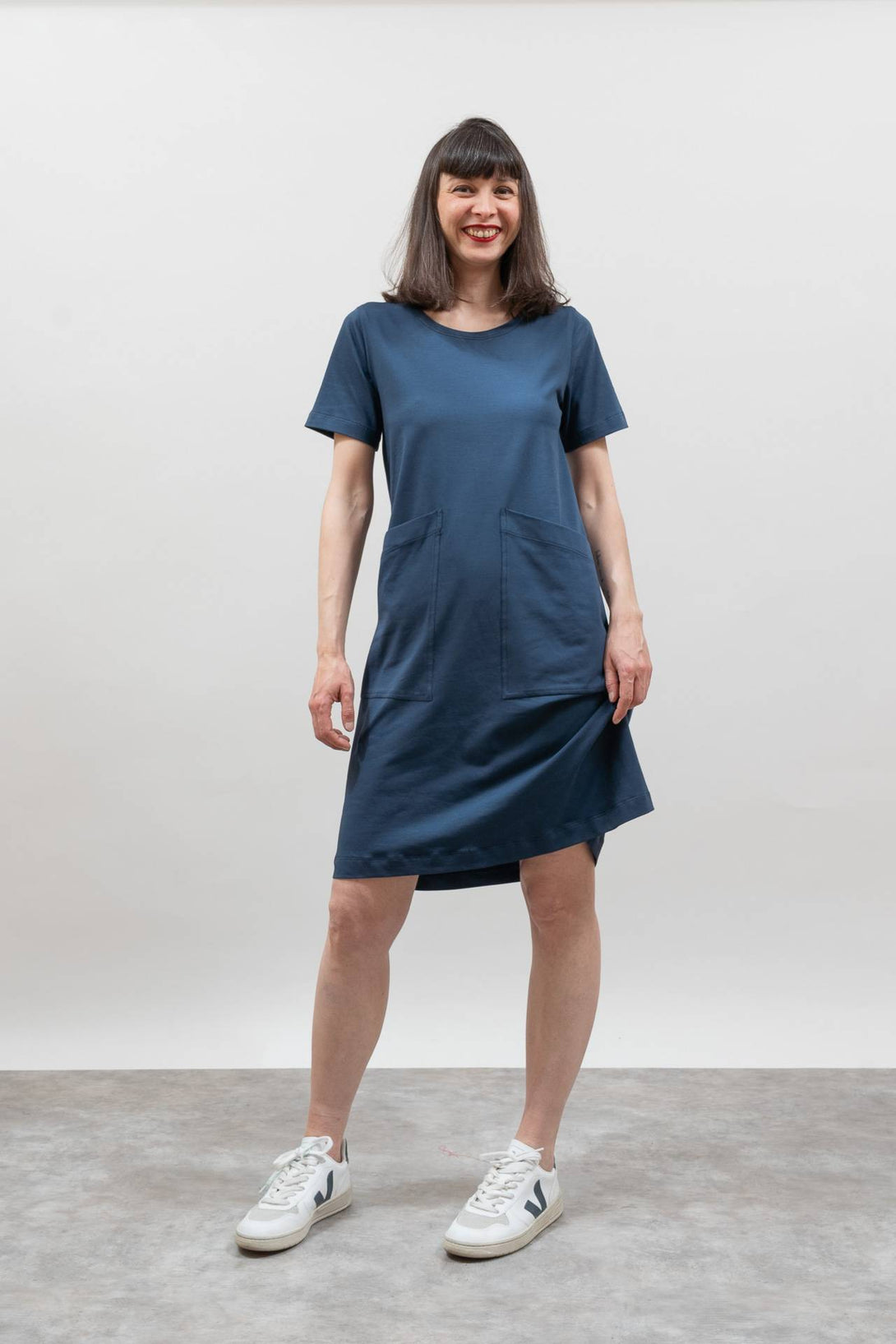 Vestido evasé navy-Elisa Muresan