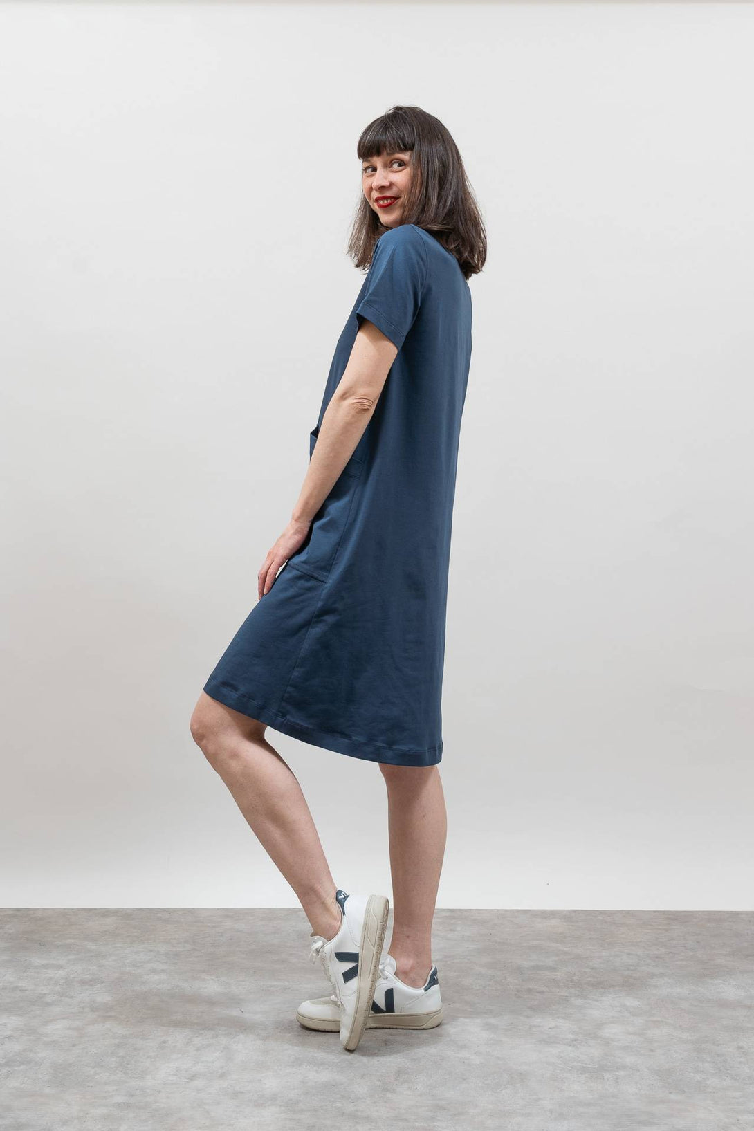 Vestido evasé navy-Elisa Muresan