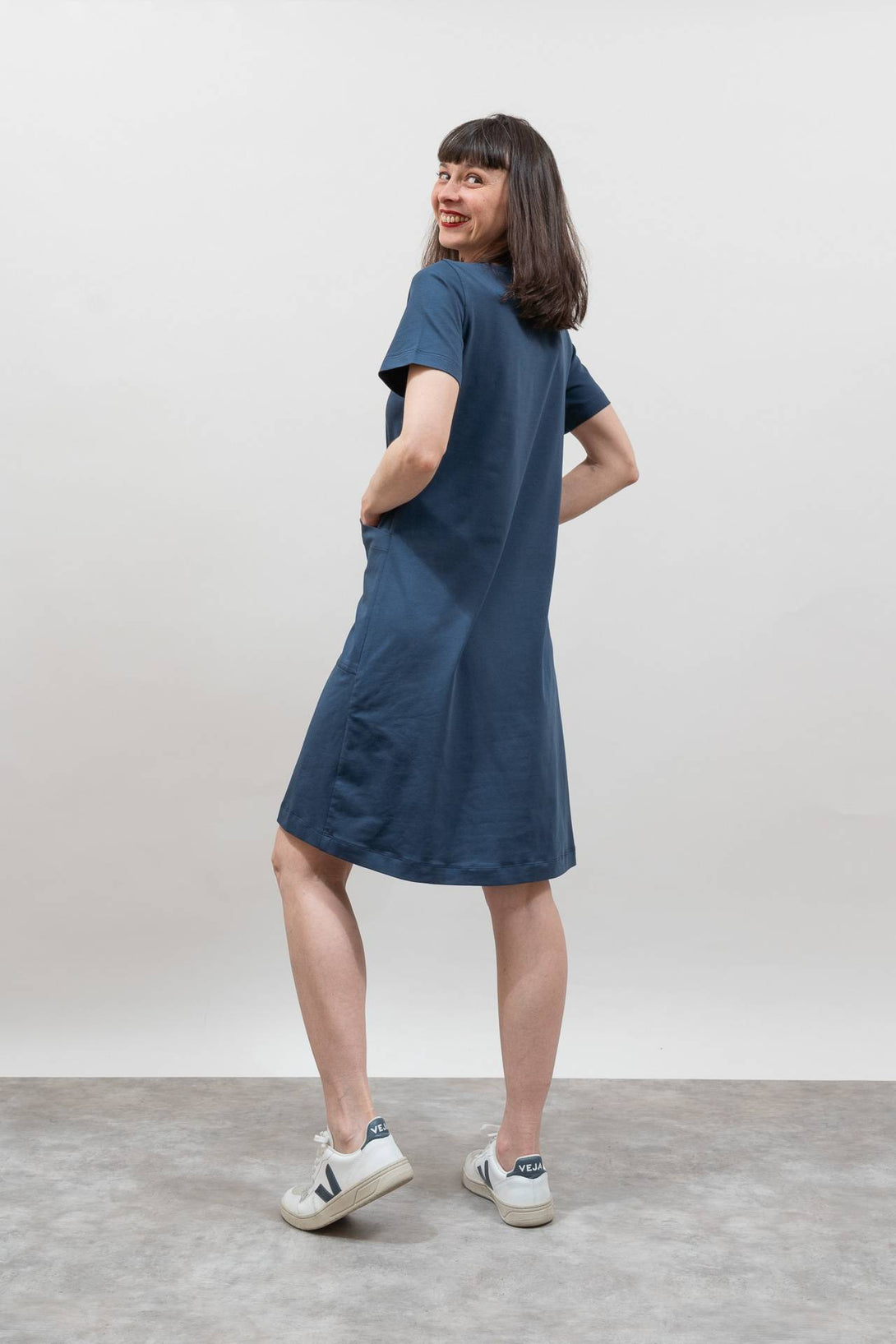 Vestido evasé navy-Elisa Muresan