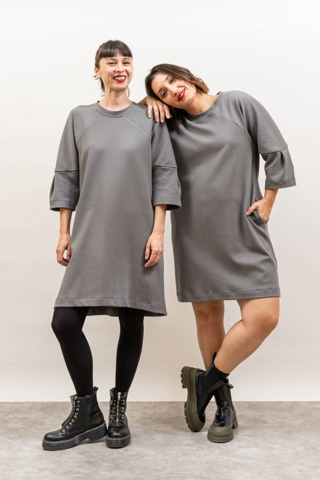 Vestido manga ranglán gris-Elisa Muresan