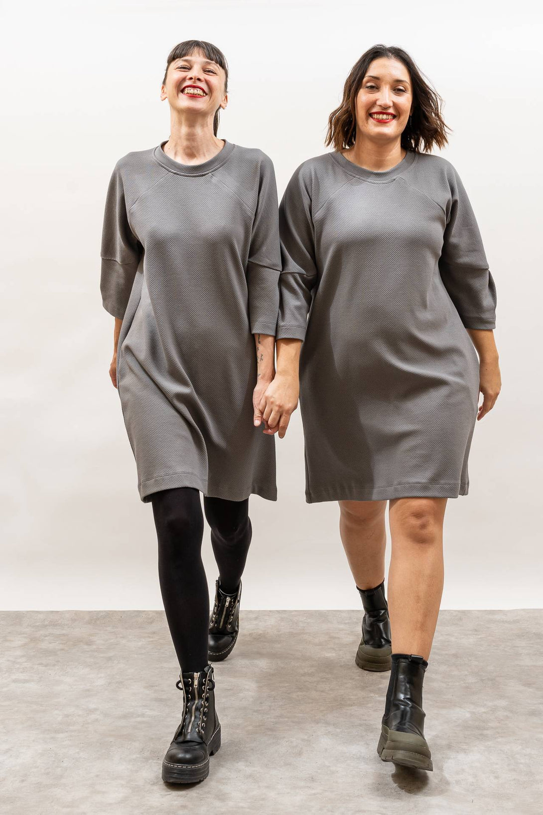 Vestido manga ranglán gris-Elisa Muresan
