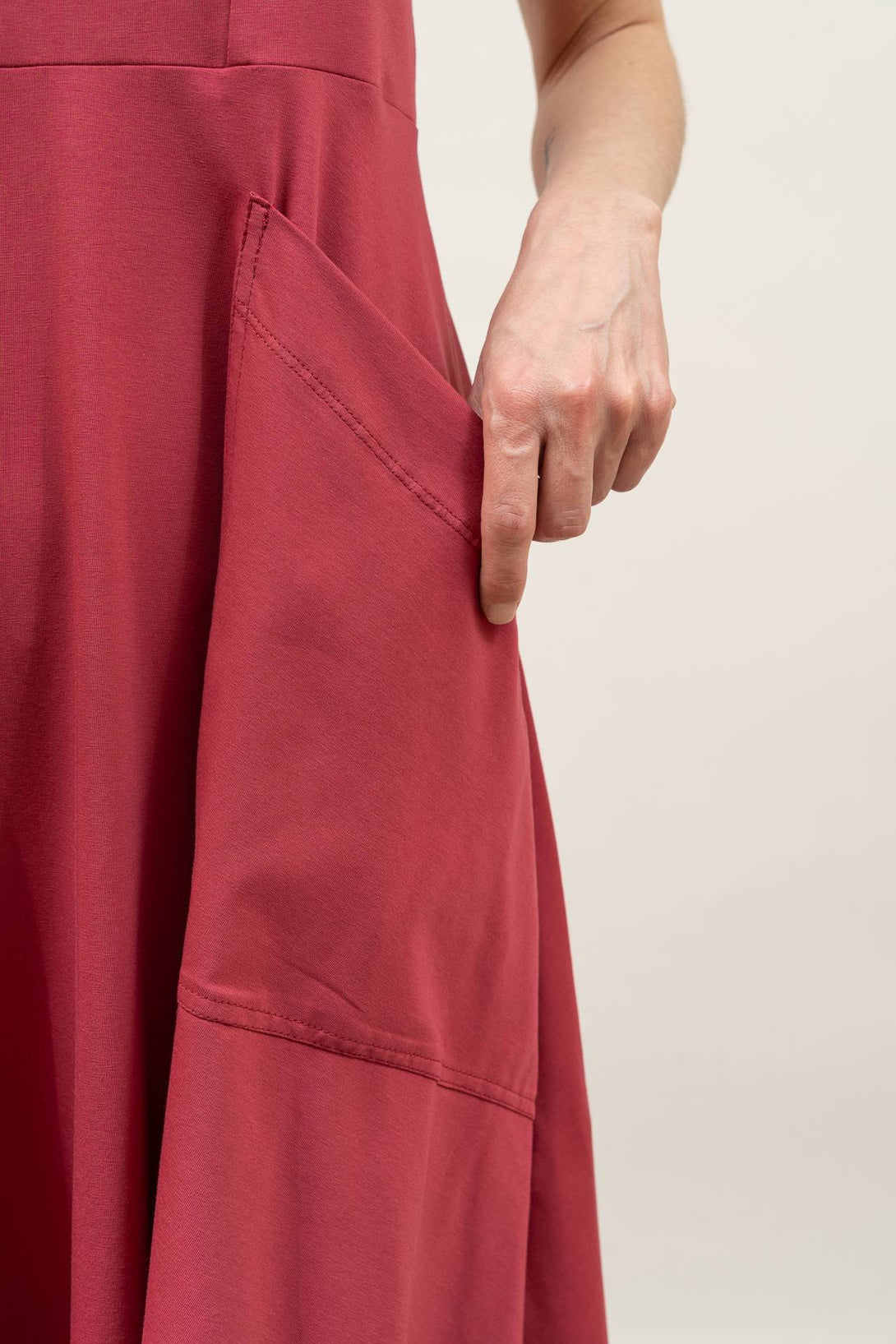 Vestido midi escote cuadrado rosa-Elisa Muresan