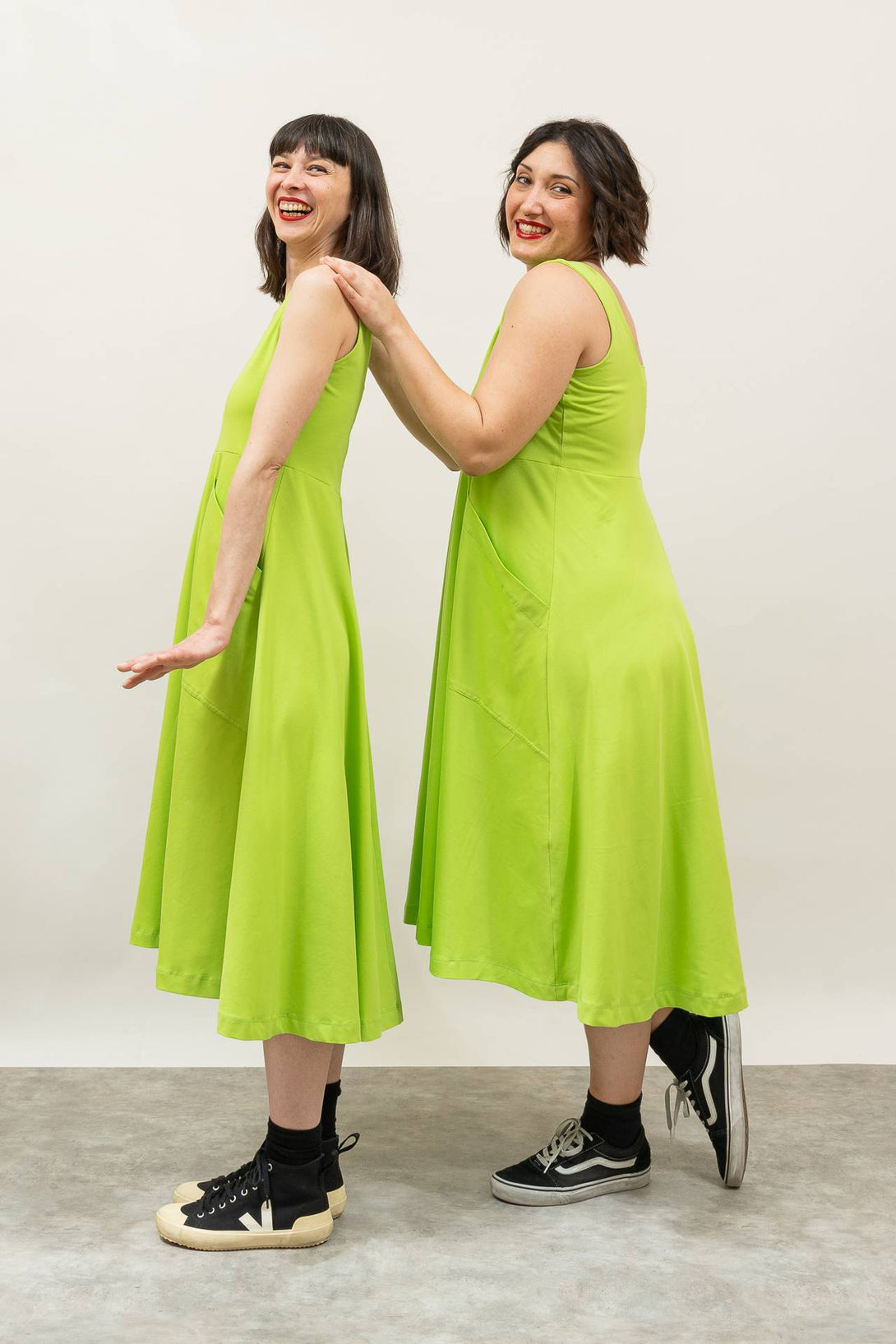 Vestido midi escote espalda verde-Elisa Muresan