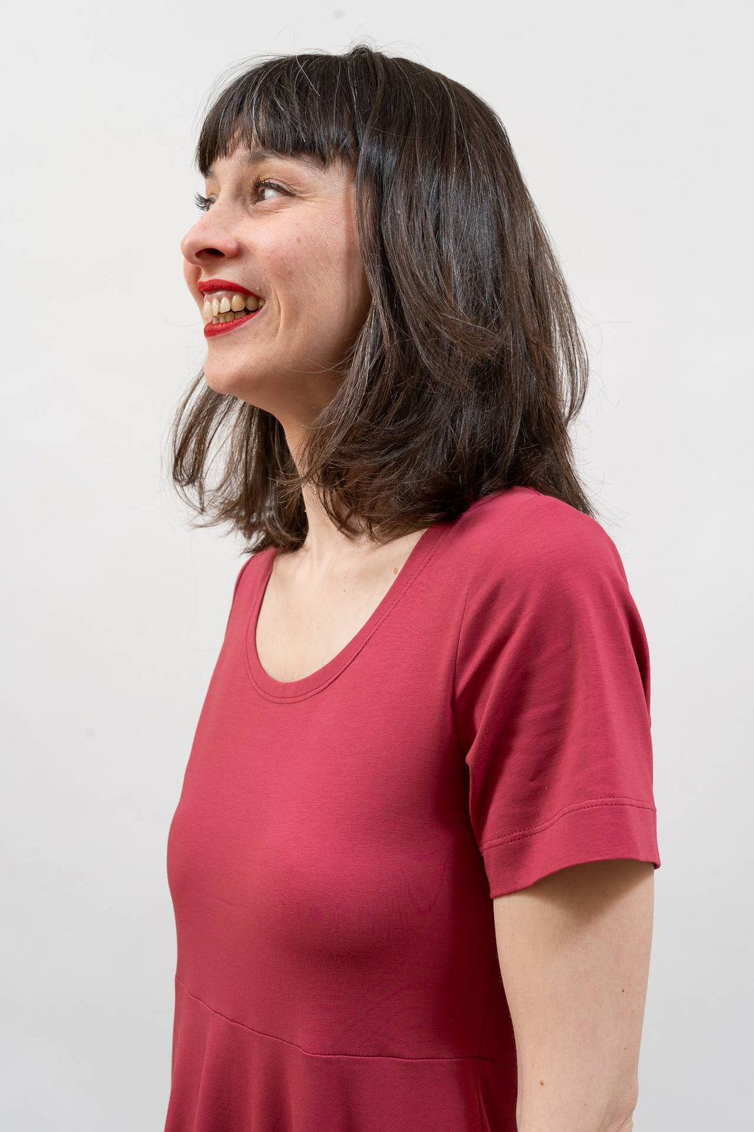 Vestido midi falda media capa rosa-Elisa Muresan