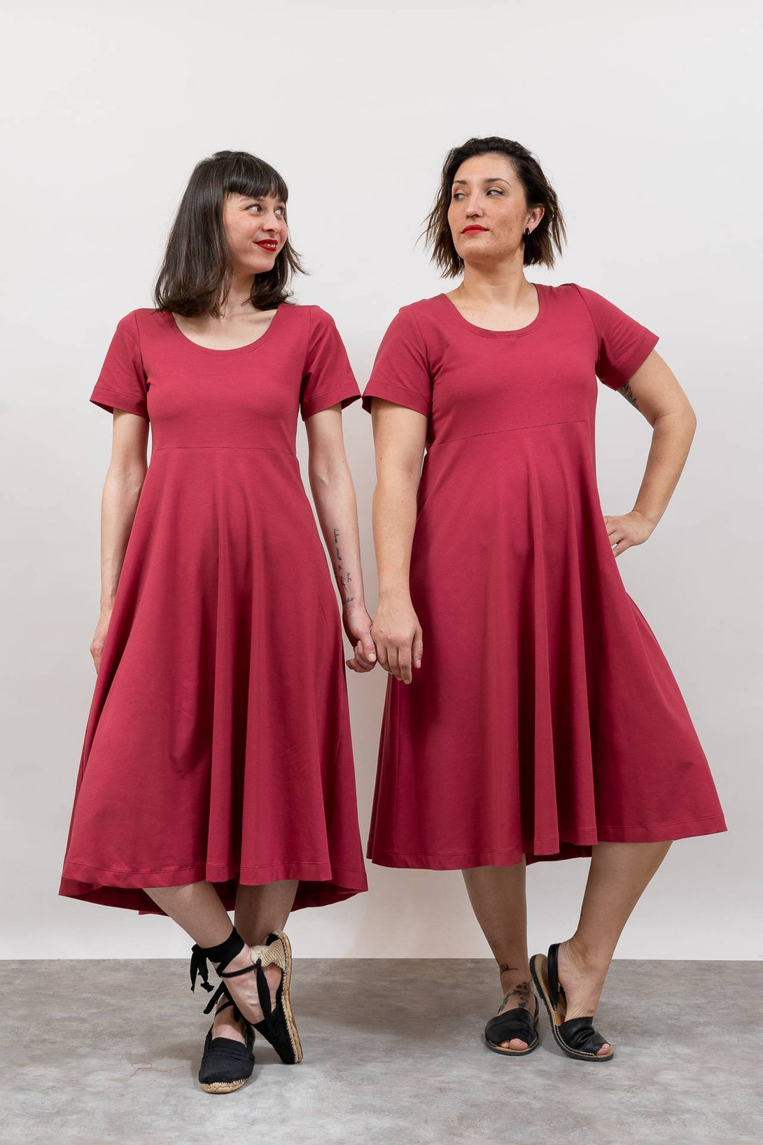Vestido midi falda media capa rosa-Elisa Muresan