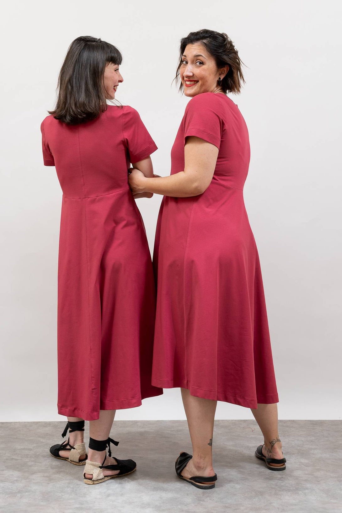 Vestido midi falda media capa rosa-Elisa Muresan
