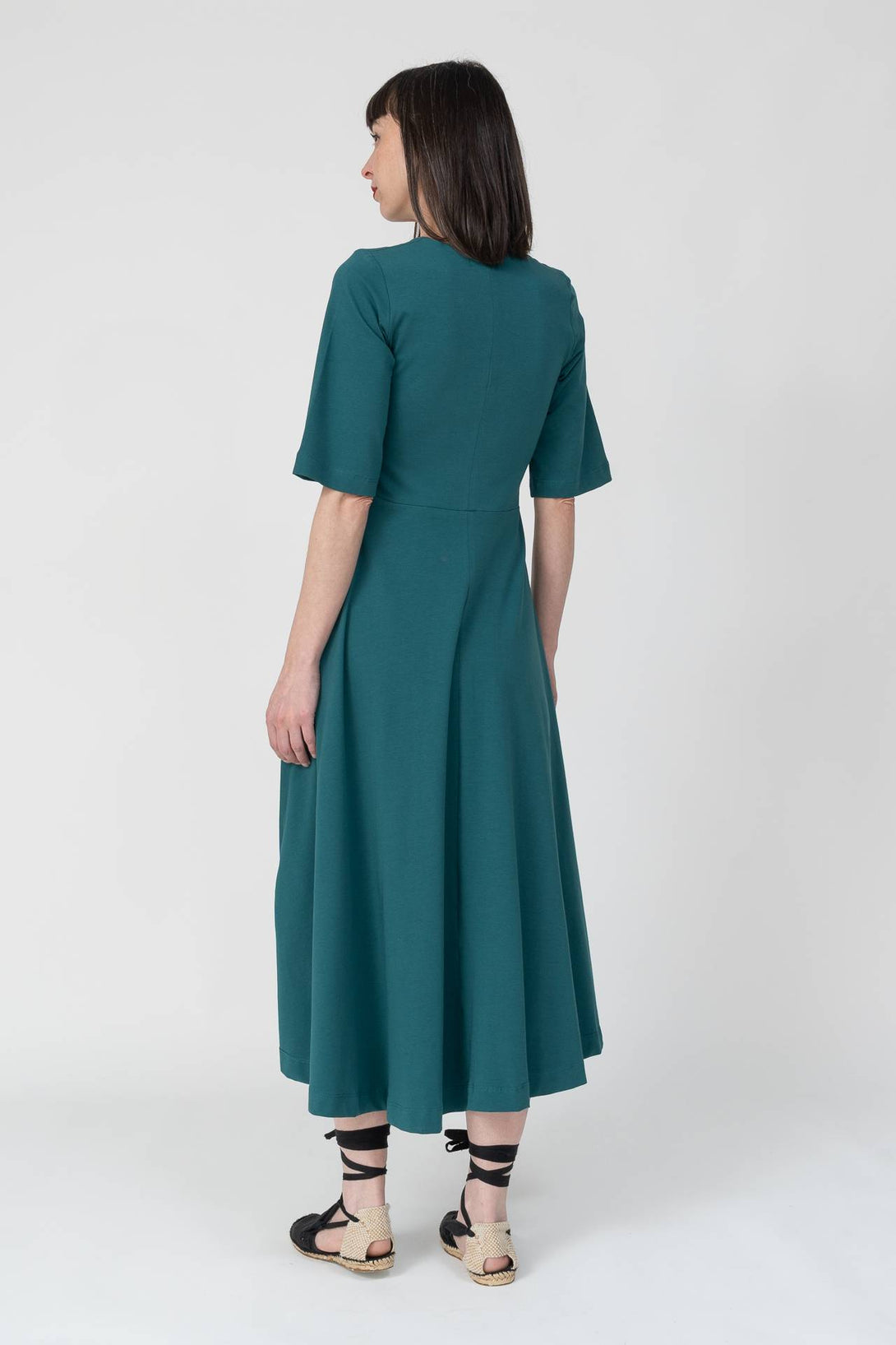 Vestido midi manga esmeralda-Elisa Muresan