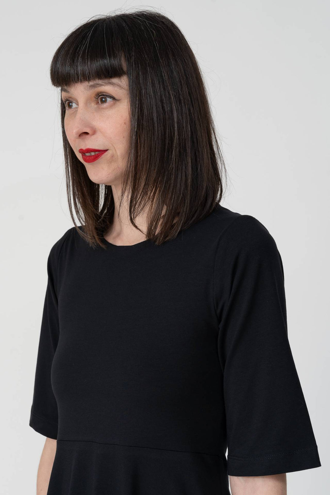 Vestido midi manga negro-Elisa Muresan