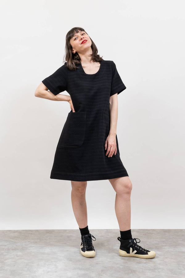 Vestido muselina con manga negro-Elisa Muresan