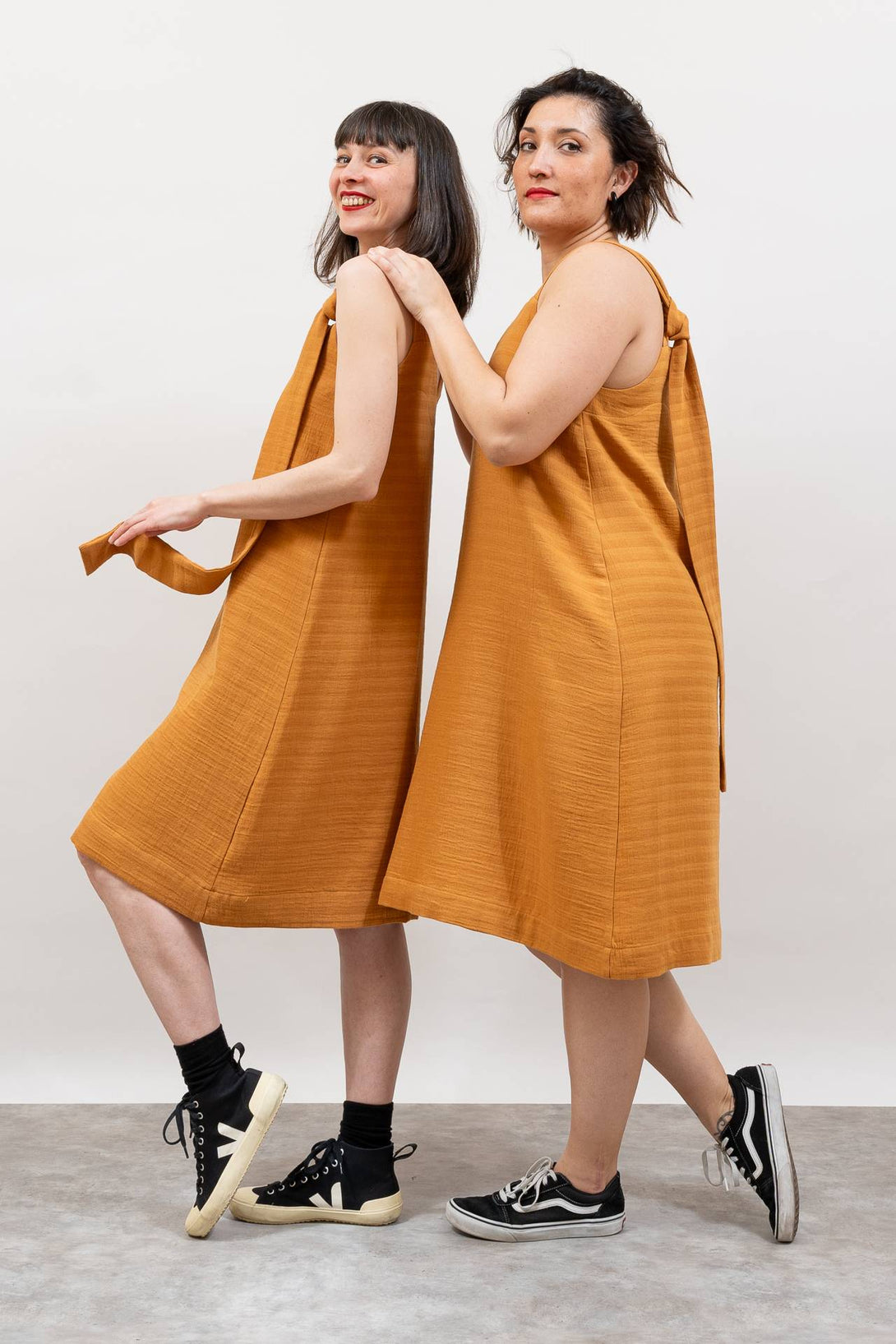 Vestido muselina reversible mostaza-Elisa Muresan