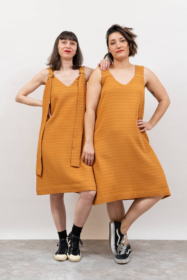 Vestido muselina reversible mostaza-Elisa Muresan