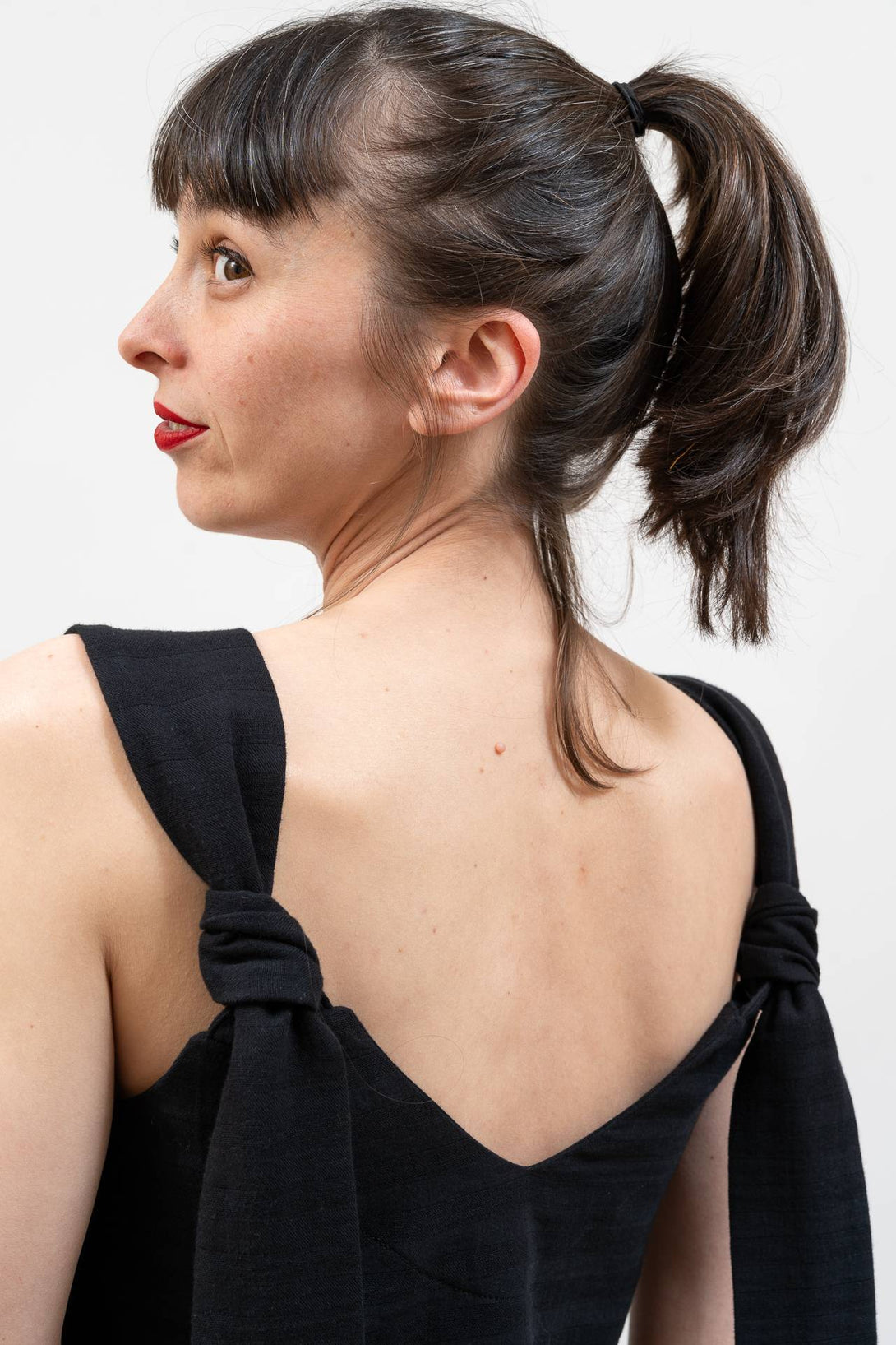 Vestido muselina reversible negro-Elisa Muresan