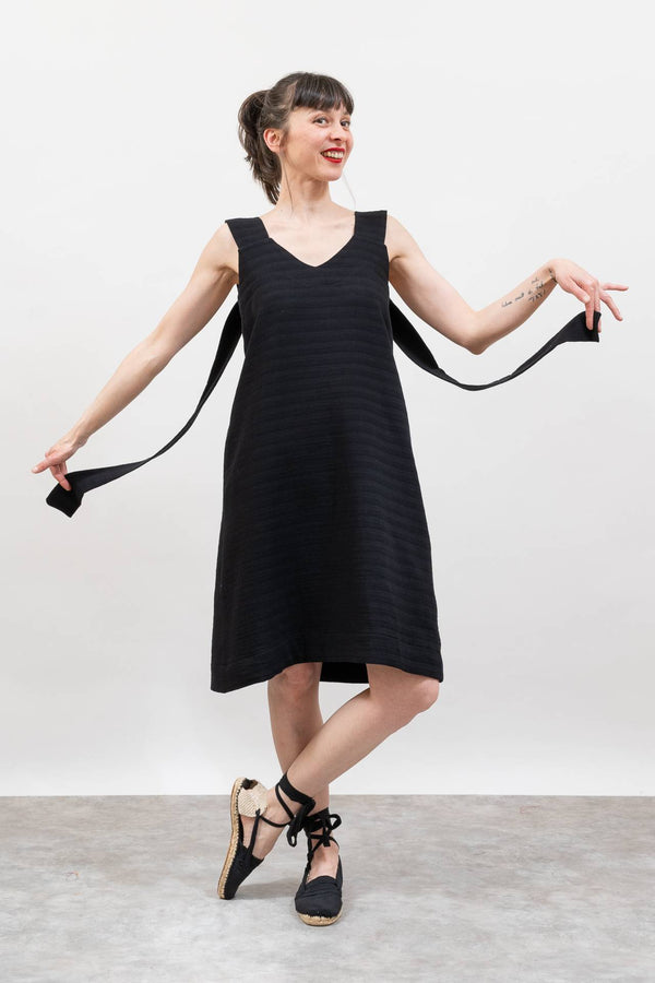 Vestido muselina reversible negro-Elisa Muresan